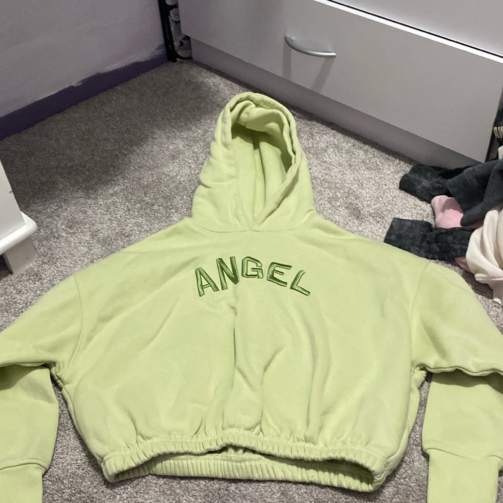 cropped lime green hoodie
